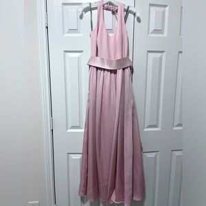 Blush Bridesmaid’s A line halter top dress